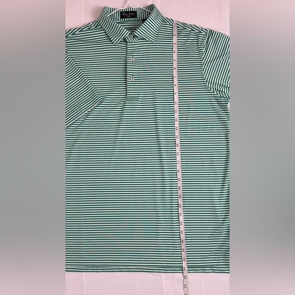 Byron Nelson DriWay Golf Shirt Green White Stripes Medium  Performance Polo - Picture 8 of 12